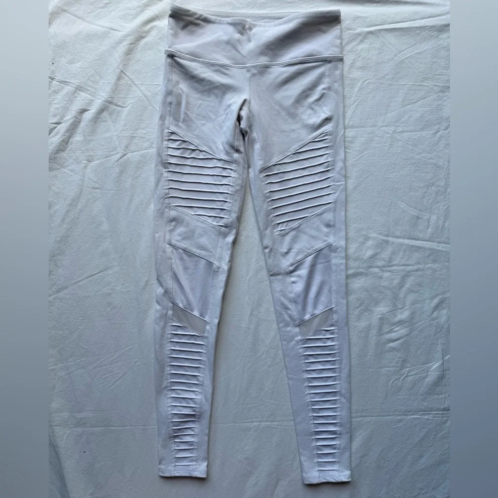 Alo Yoga Athena Mid Rise White Moto Leggings XS